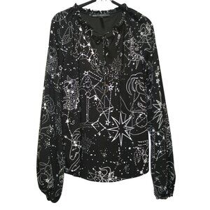 White House‎ Black Market Womens M Celestial Star Print Top Witchy Whimsigoth